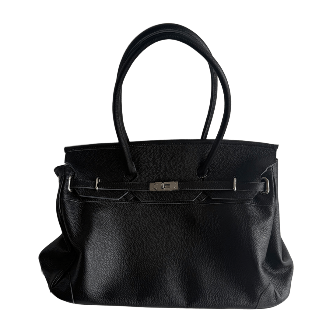 Black Leather jellyFirkin Bag front view