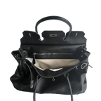 Black Leather jellyFirkin Bag fits 16 inch laptop