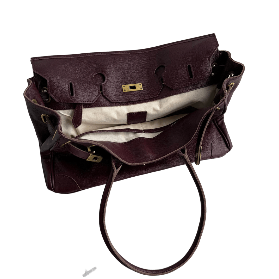 burgundy leather firkin bag fits 16 inch laptop
