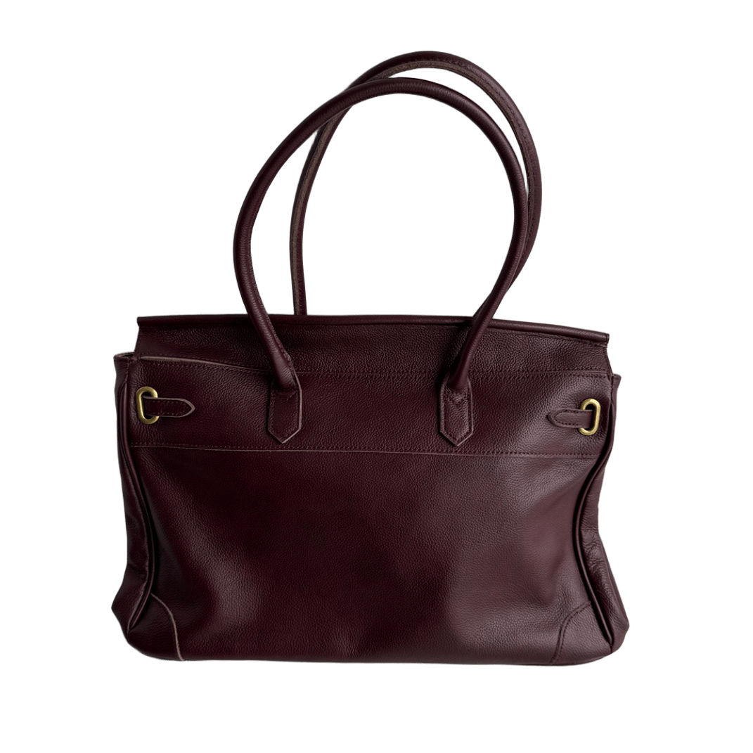 burgundy leather firkin bag