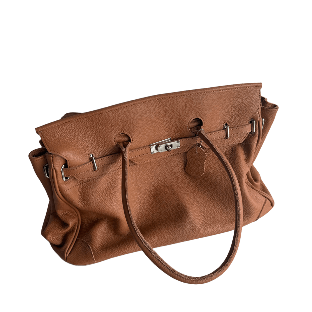 Chestnut Brown Leather Firkin Bag