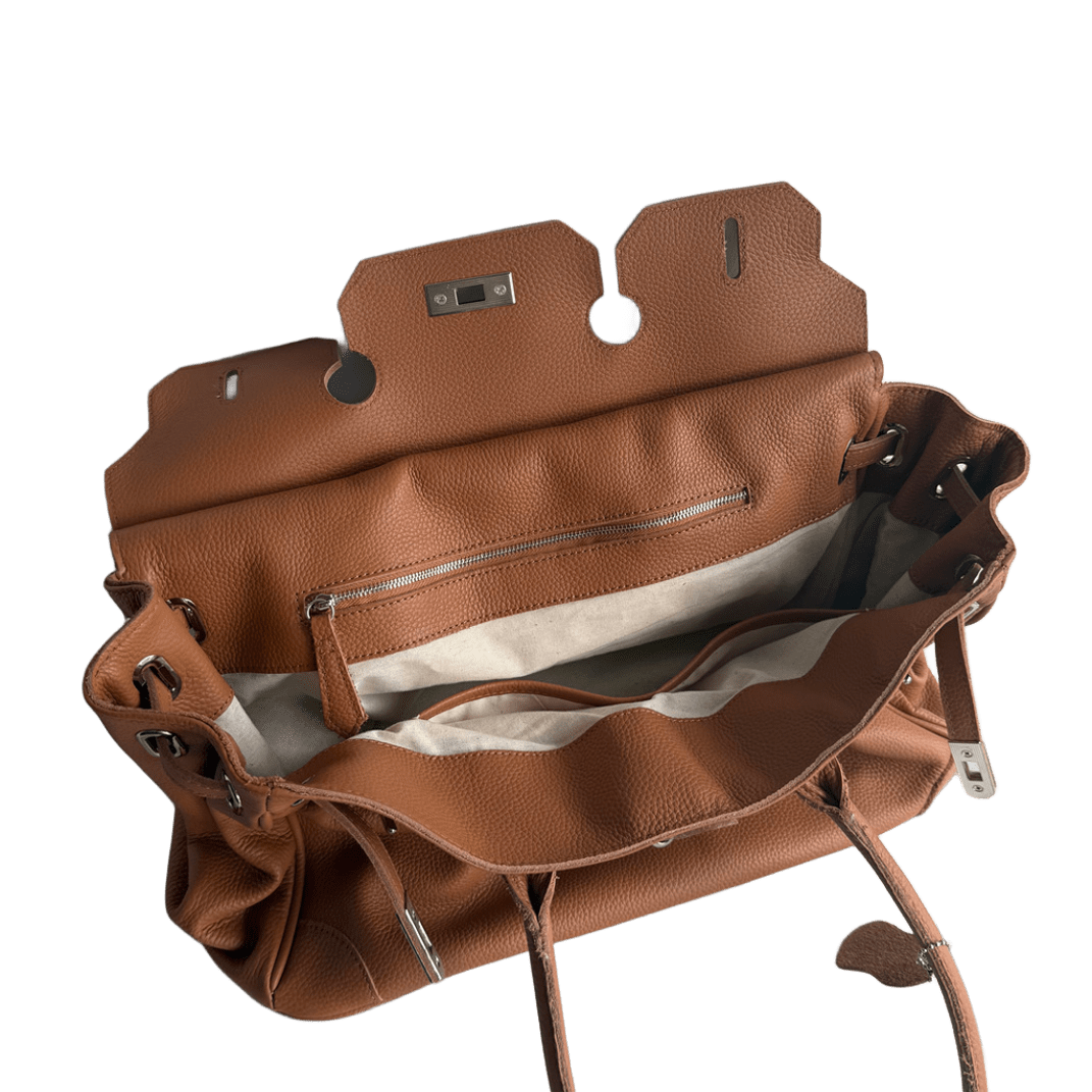 Chestnut Brown Leather Firkin Bag