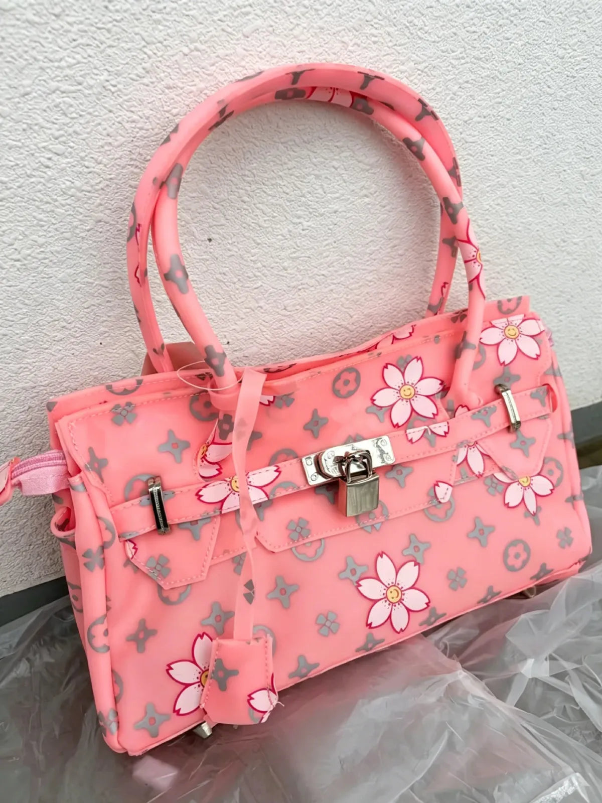 Coral Jelly Shoulder Firkin Bag – Medium