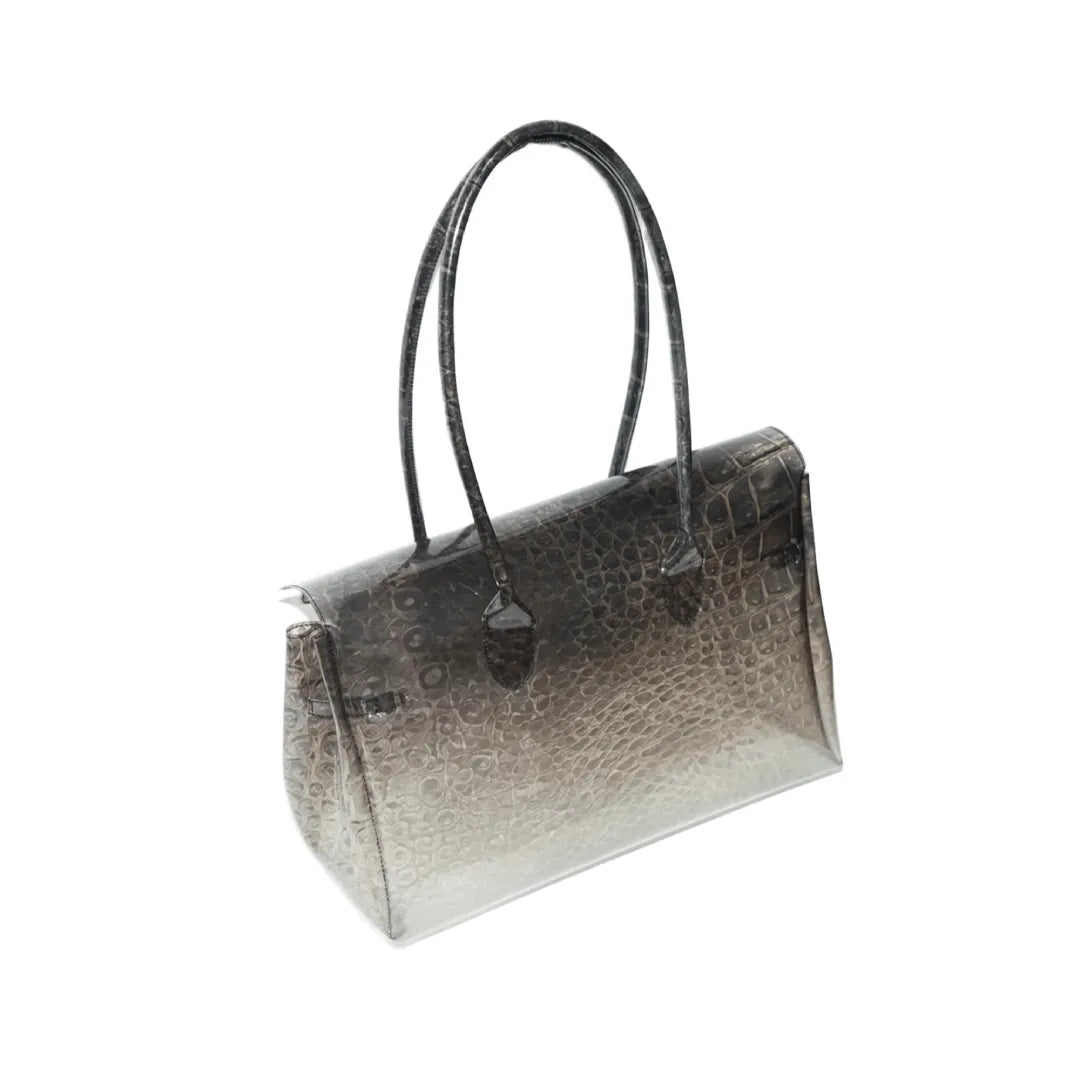 Croc Jelly Firkin Bag – Clear Grey Crocodile Tote