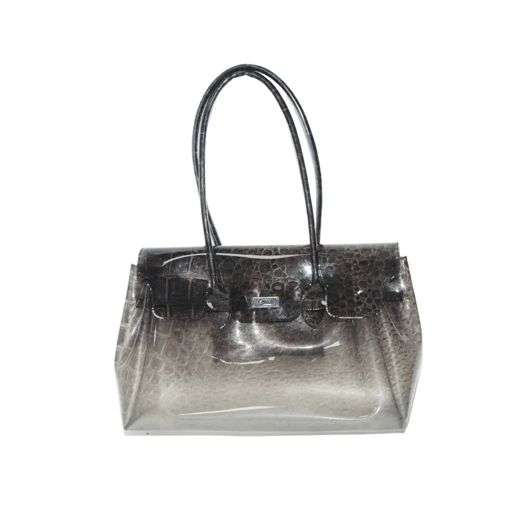 Croc Jelly Firkin Bag – Clear Grey Crocodile Tote