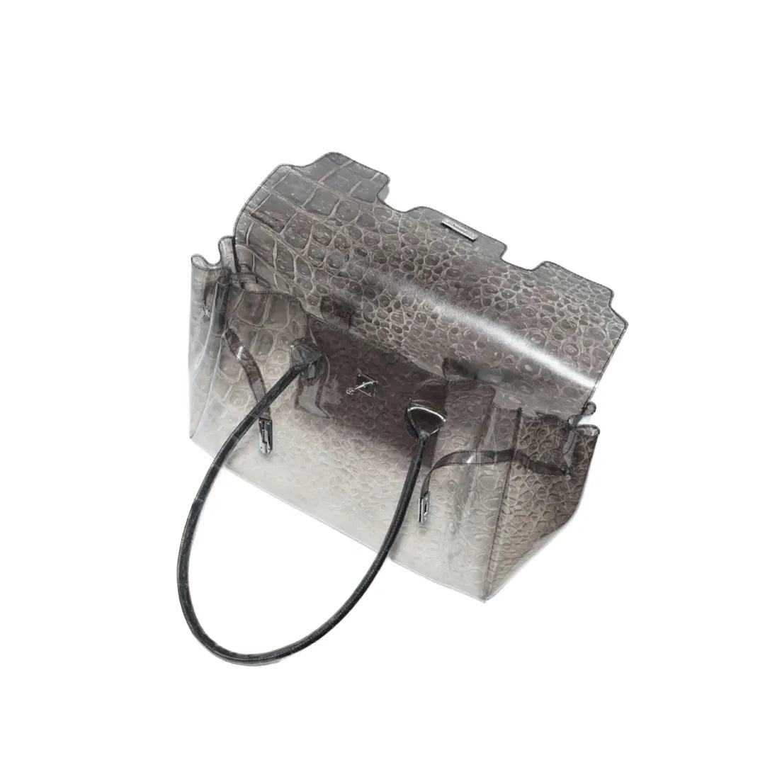 Croc Jelly Firkin Bag – Clear Grey Crocodile Tote