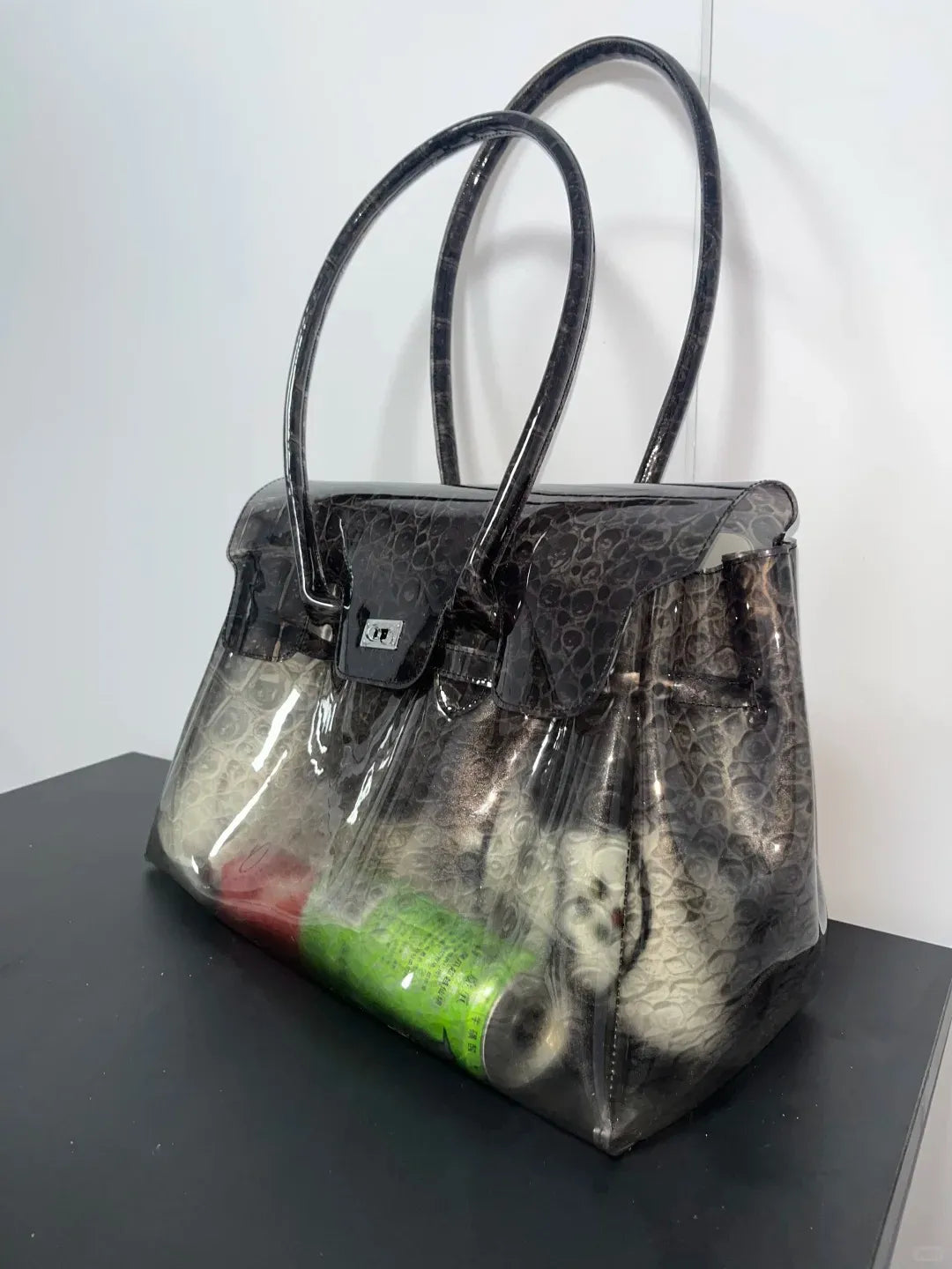 Croc Jelly Firkin Bag – Clear Grey Crocodile Tote