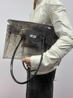 Croc Jelly Firkin Bag – Clear Grey Crocodile Tote