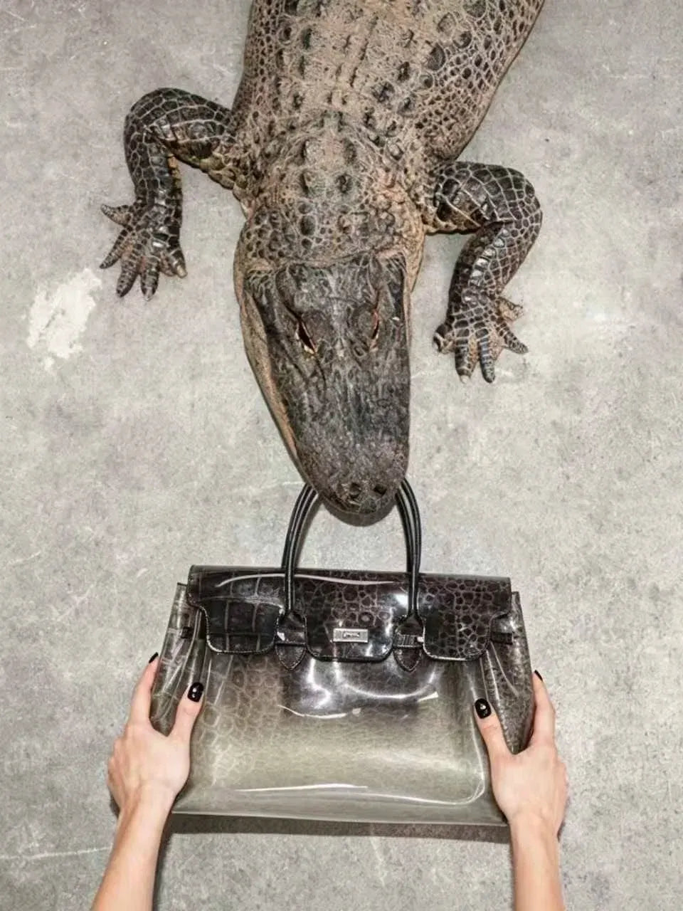 Croc Jelly Firkin Bag – Clear Grey Crocodile Tote