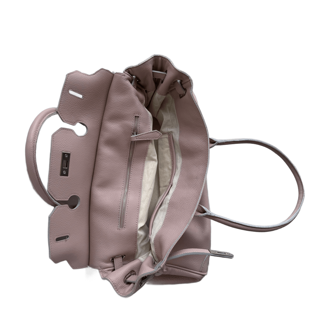 Mauve Leather Firkin Bag