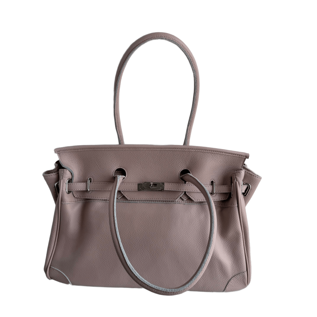 Mauve Leather Firkin Bag