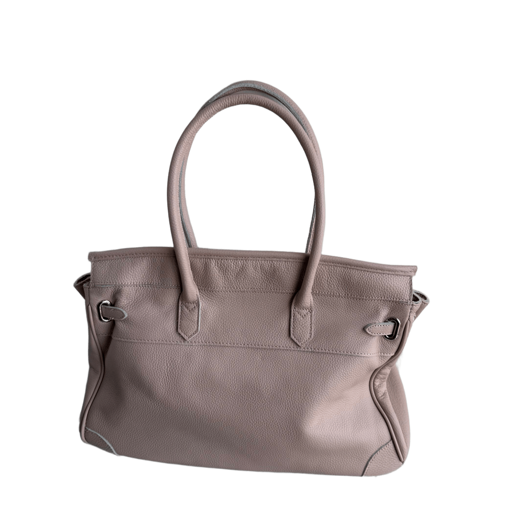 Mauve Leather Firkin Bag