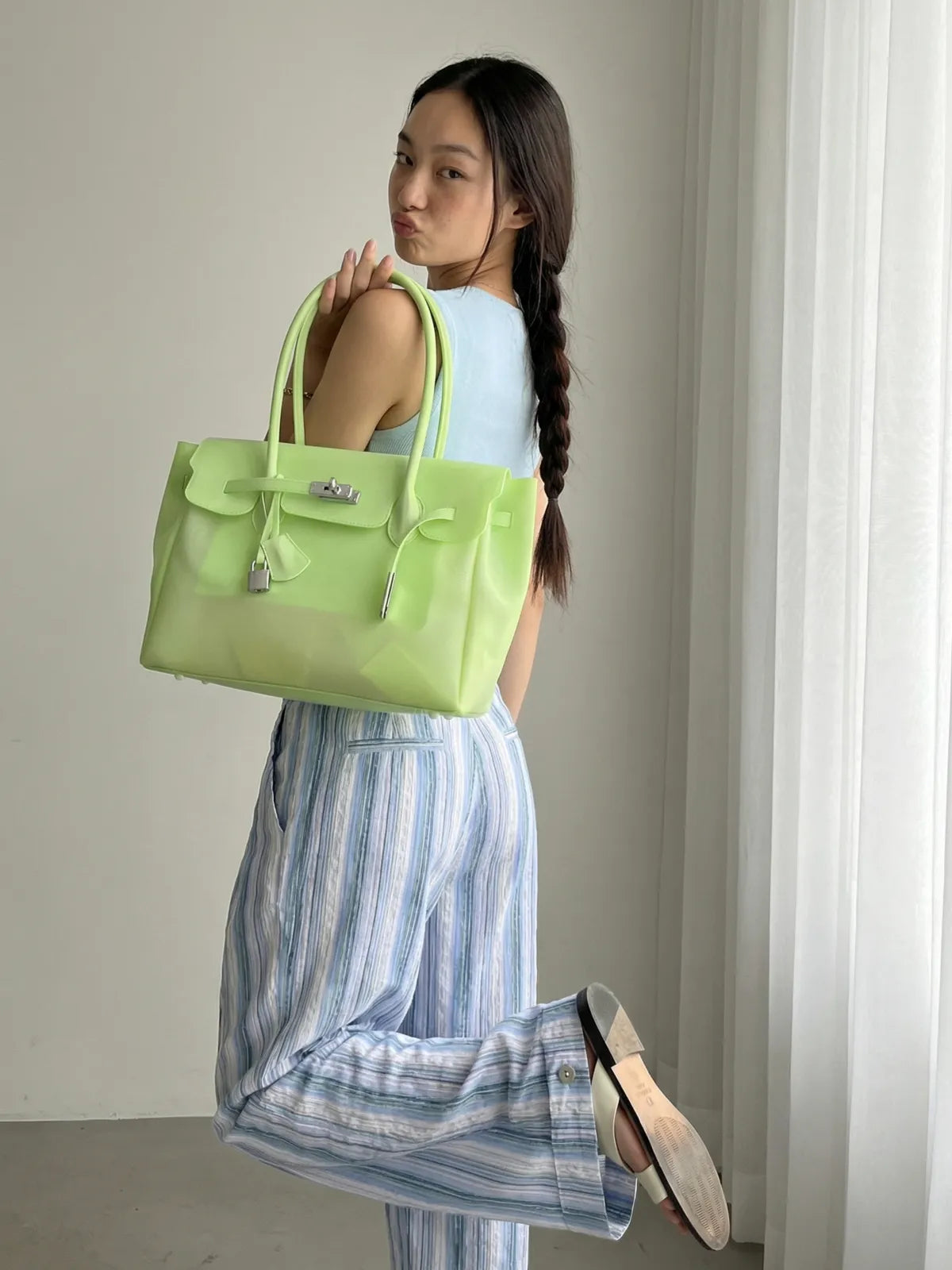 Neon Green Y2K Candy Jelly Mood Bag – Medium (Chaos Energy)