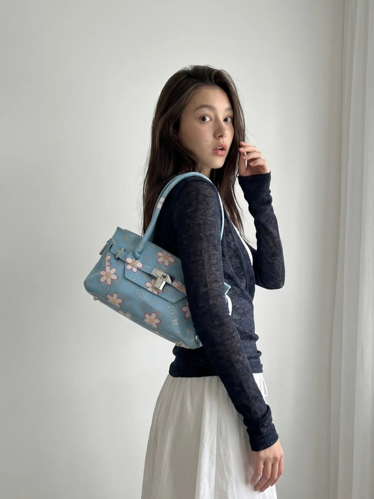 Sky Blue Jelly Shoulder Firkin Bag – Medium