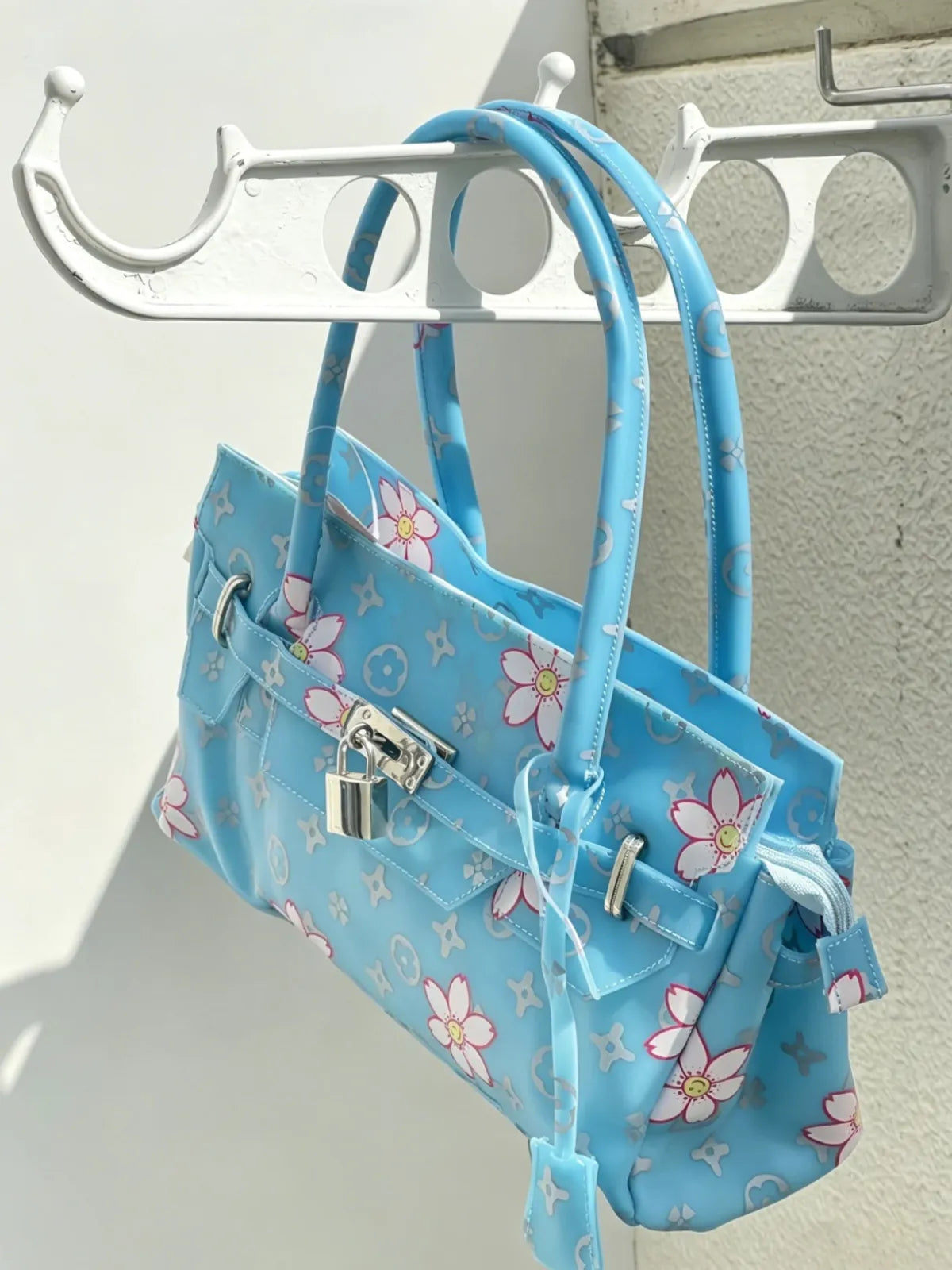 Sky Blue Jelly Shoulder Firkin Bag – Medium