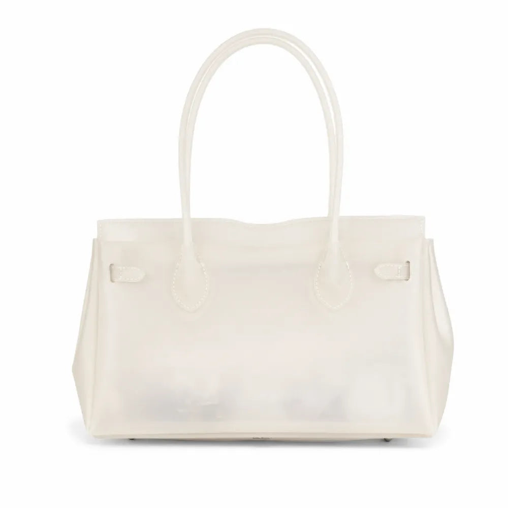 Studded Cross Jelly Firkin Bag – Pearl White