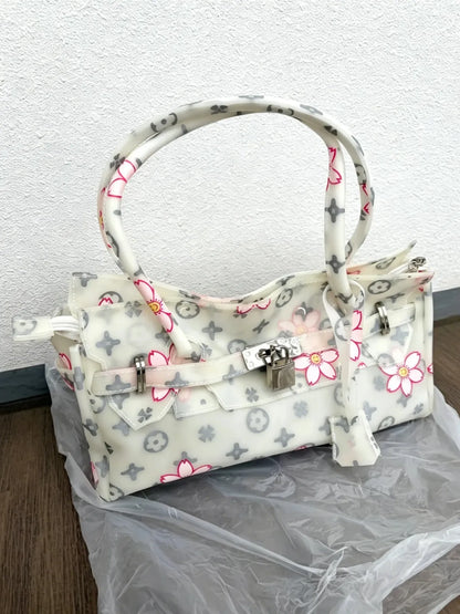 White Jelly Shoulder Firkin Bag – Medium